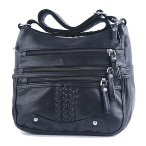 10 Pocket Crossbody Purse Ladies Soft PU Leather Shoulder Bag